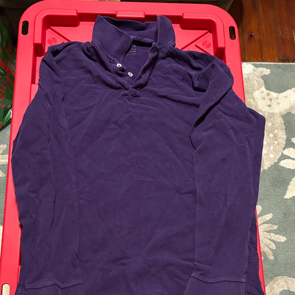 J. Crew Deep Purple Long Sleeve Repp Polo Shirt
